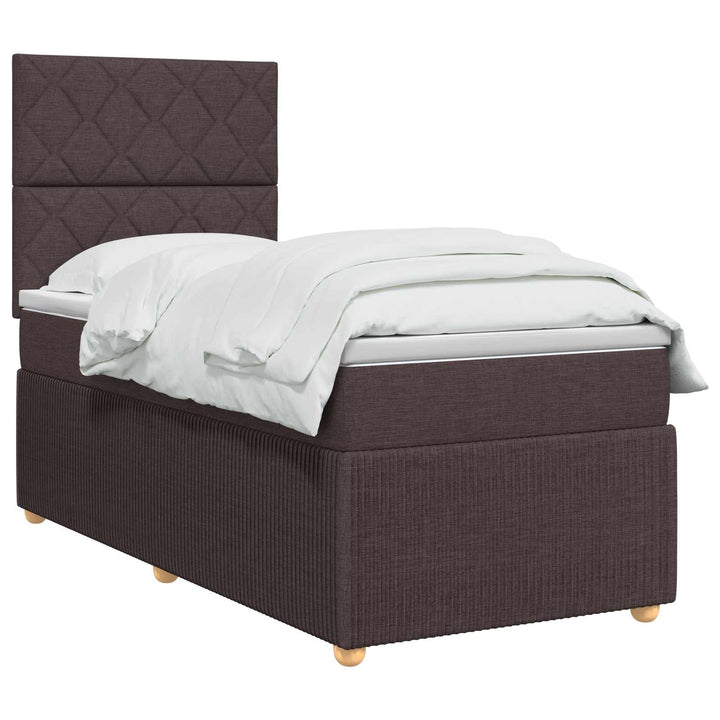 Boxmadras med topmadras Mørk Brun 100 x 200 cm Stof