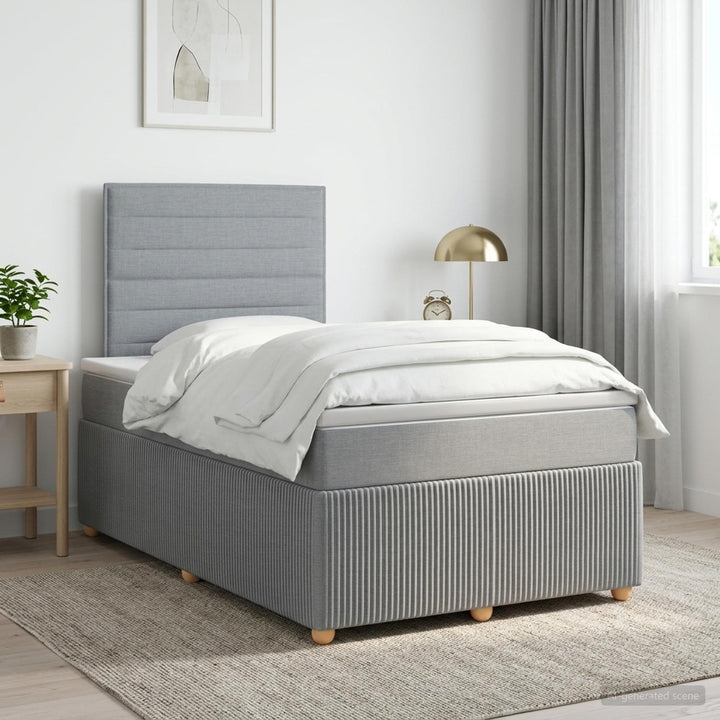 Boxmadras med topmadras Lysegrå 120 x 190 cm Stof