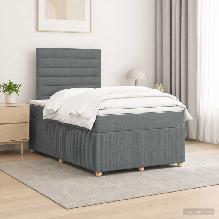 Boxmadras med topmadras Mørkegrå 120 x 190 cm Stof