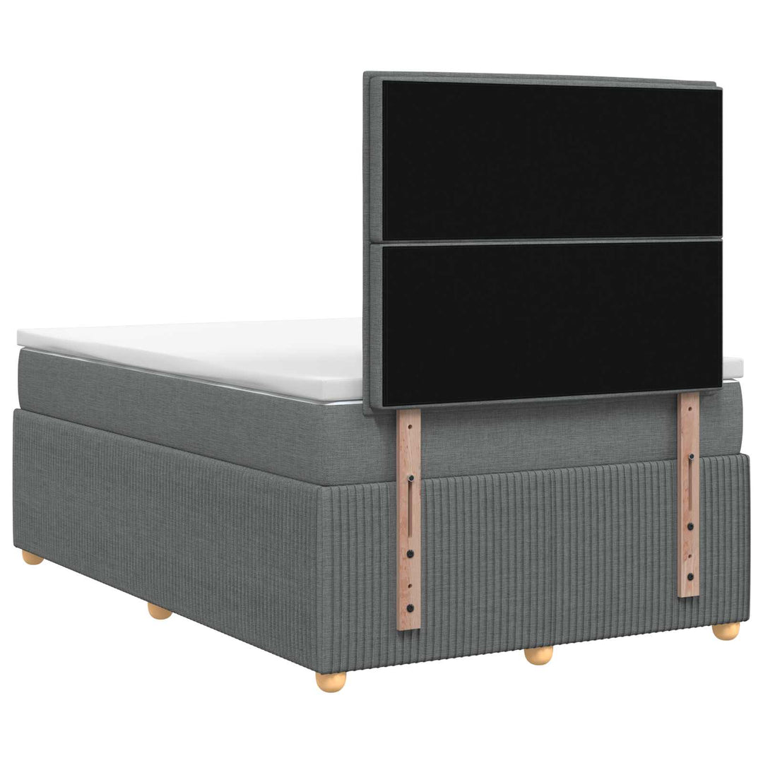 Boxmadras med topmadras Mørkegrå 120 x 190 cm Stof