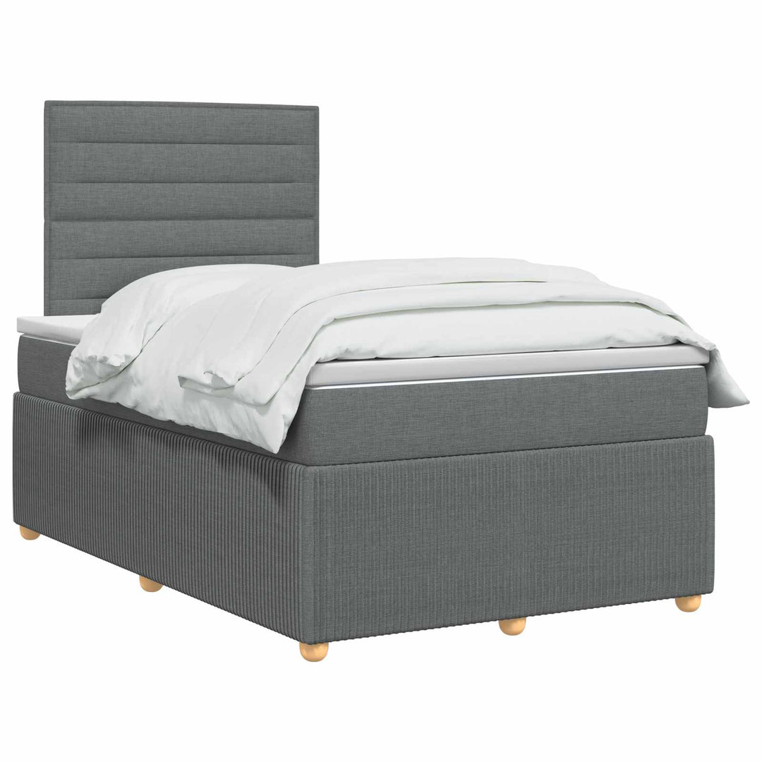 Boxmadras med topmadras Mørkegrå 120 x 190 cm Stof