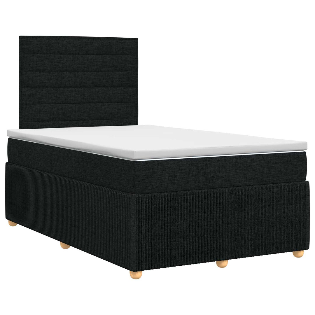 Boxmadras med topmadras med hovedgærde Sort 120 x 190 cm Stof