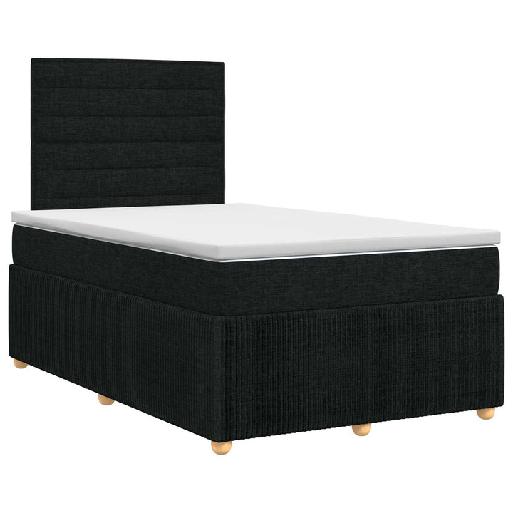 Boxmadras med topmadras med hovedgærde Sort 120 x 190 cm Stof