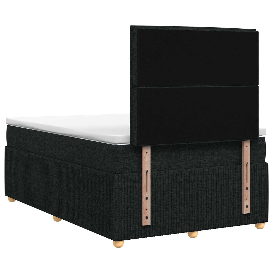 Boxmadras med topmadras med hovedgærde Sort 120 x 190 cm Stof