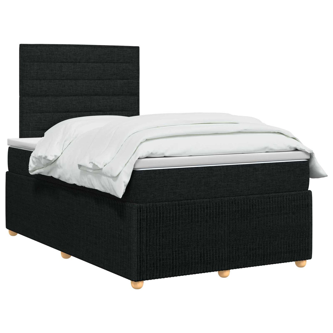 Boxmadras med topmadras med hovedgærde Sort 120 x 190 cm Stof