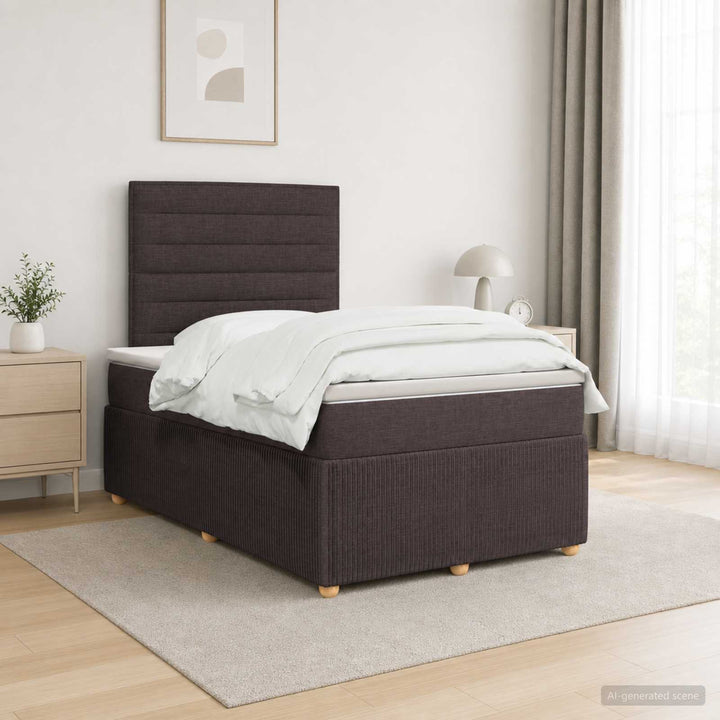 Boxmadras med topmadras Mørk Brun 120 x 190 cm Stof