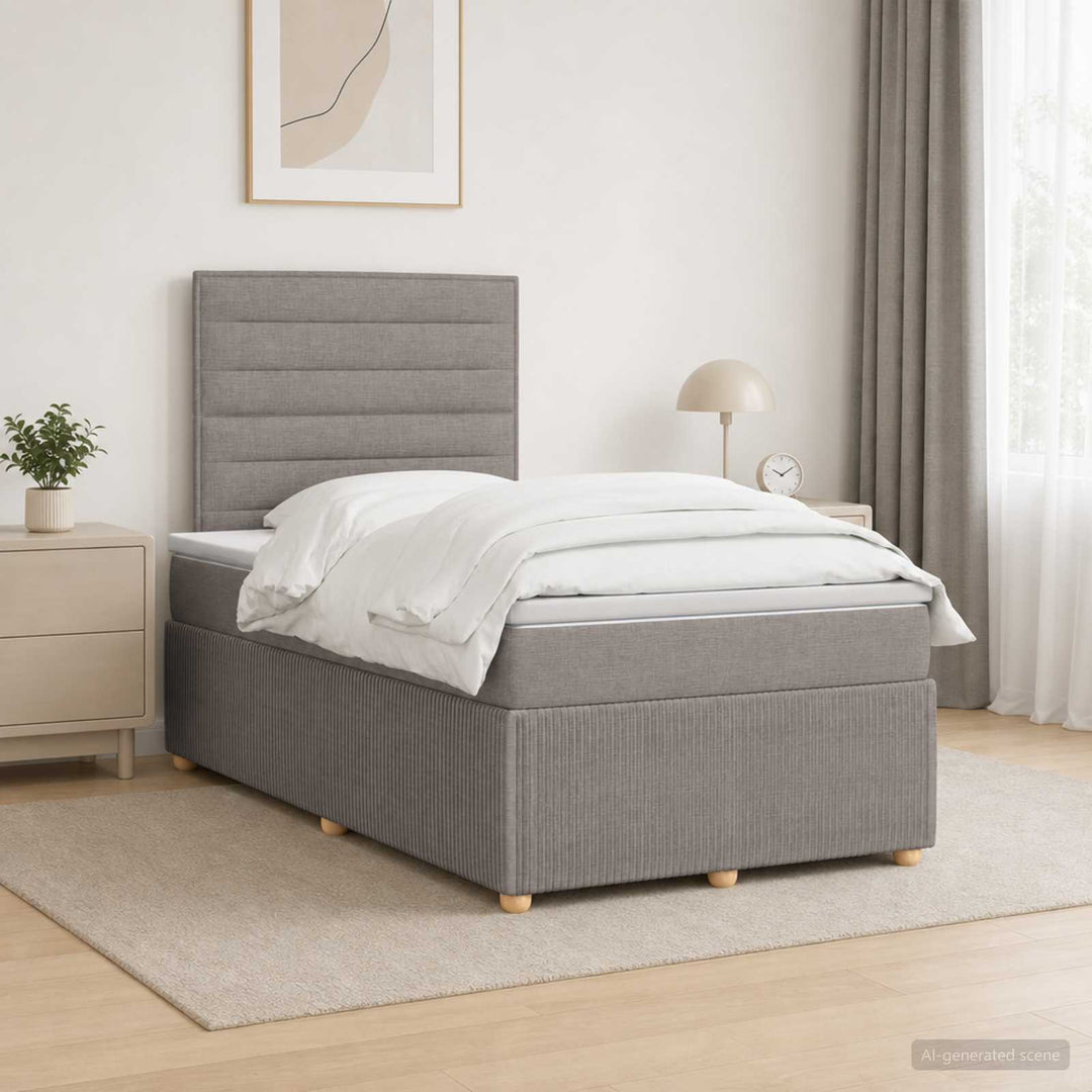 Boxmadras med topmadras Gråbrun 120 x 190 cm Stof