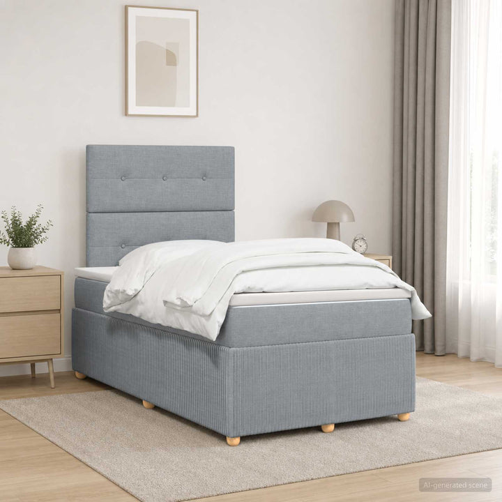 Boxmadras med topmadras Lysegrå 120 x 190 cm Stof