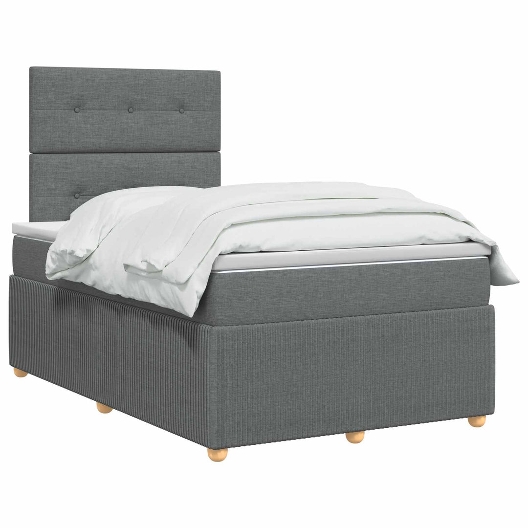 Boxmadras med topmadras Mørkegrå 120 x 190 cm Stof