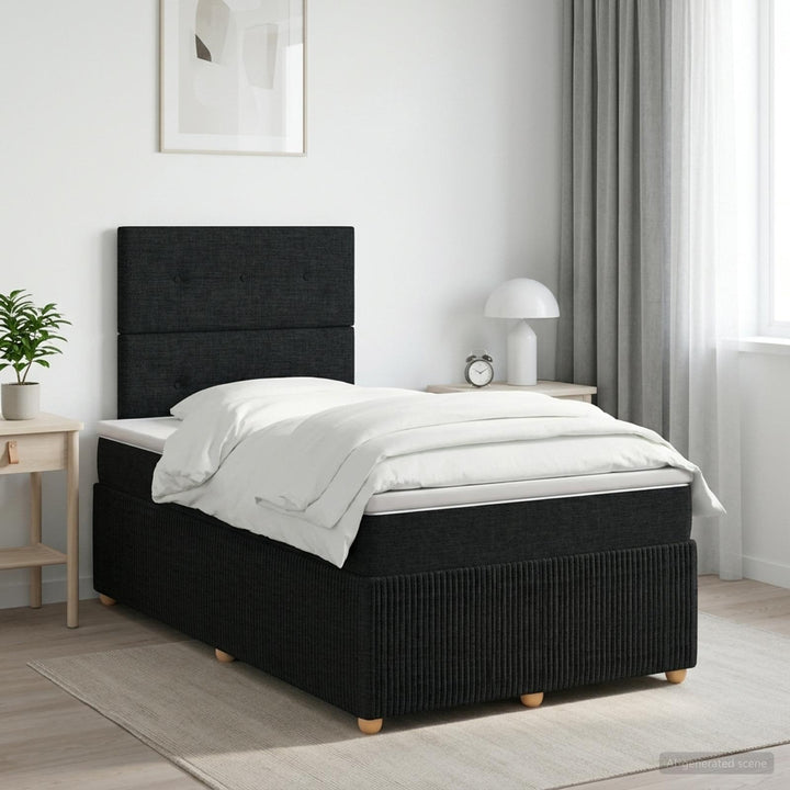 Boxmadras med topmadras Sort 120 x 190 cm Stof