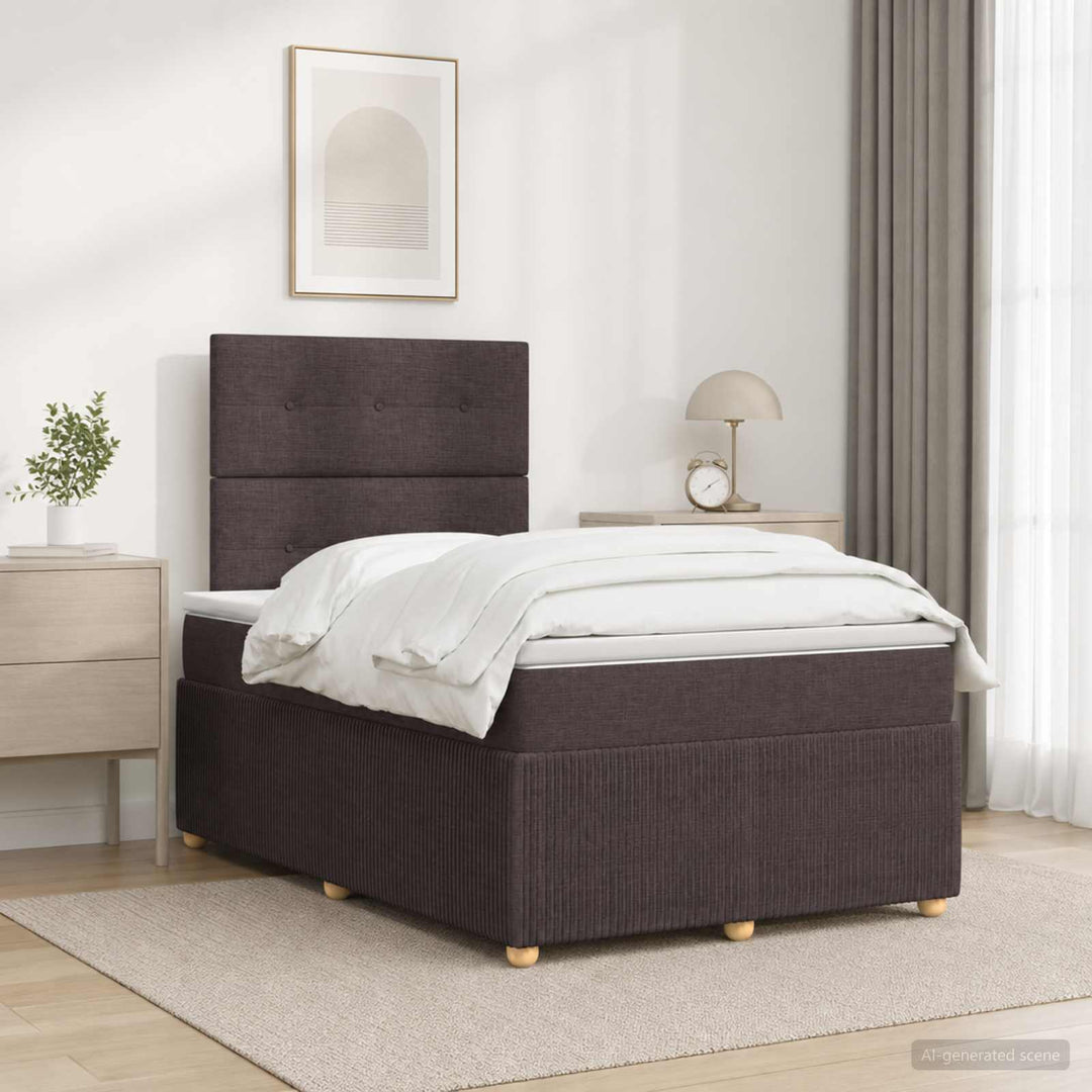 Boxmadras med topmadras Mørk Brun 120 x 200 cm Stof