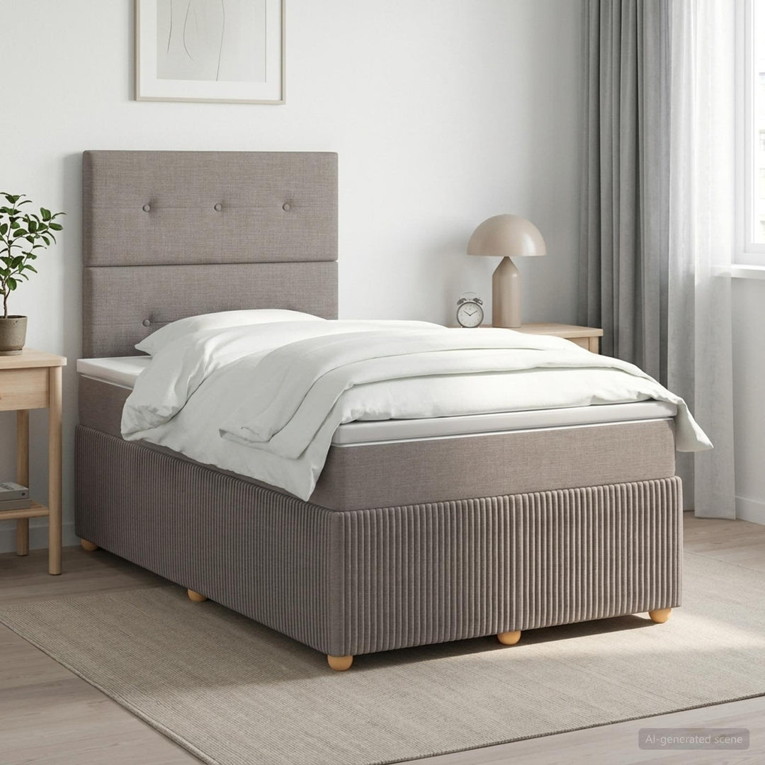 Boxmadras med topmadras Gråbrun 120 x 190 cm Stof