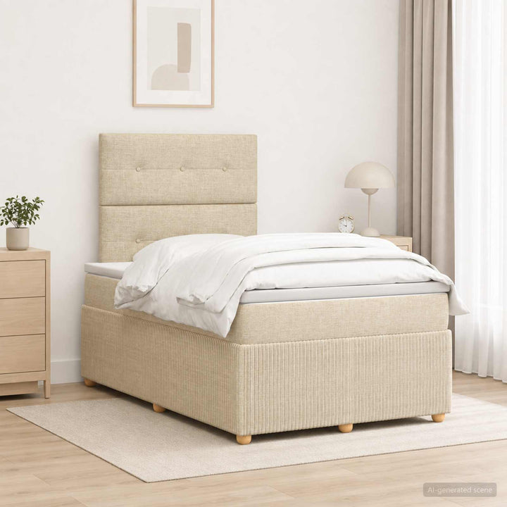 Boxmadras med topmadras Cremefarvet 120 x 200 cm Stof