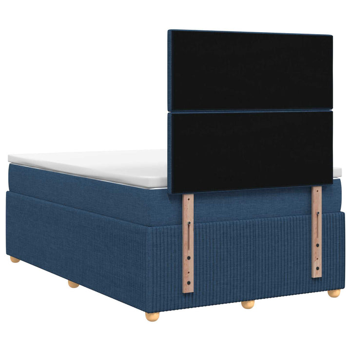 Boxmadras med topmadras med hovedgærde Blå 120 x 190 cm Stof