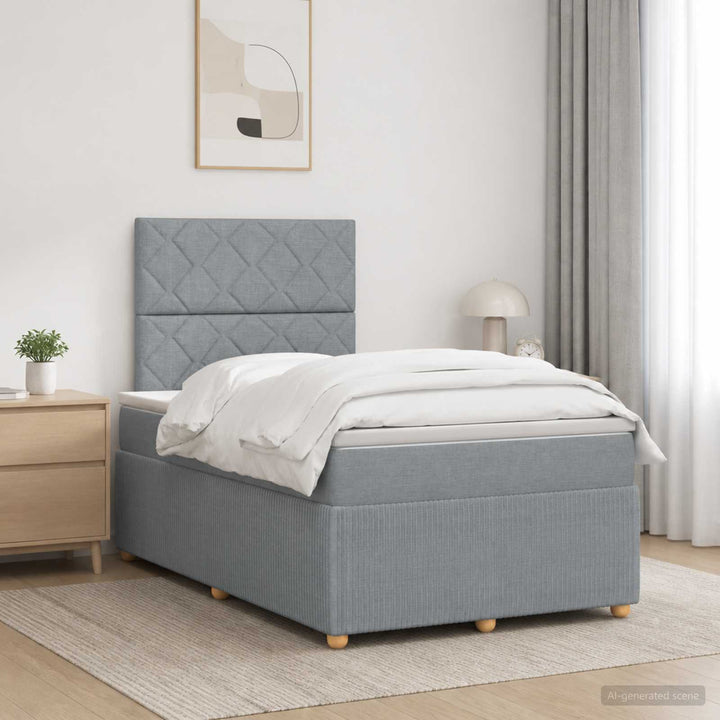 Boxmadras med topmadras Lysegrå 120 x 190 cm Stof