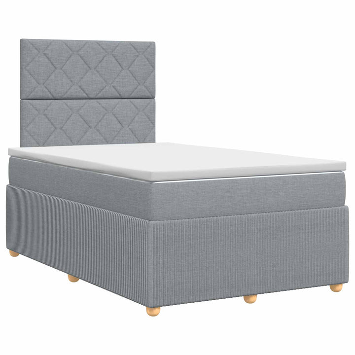 Boxmadras med topmadras Lysegrå 120 x 190 cm Stof