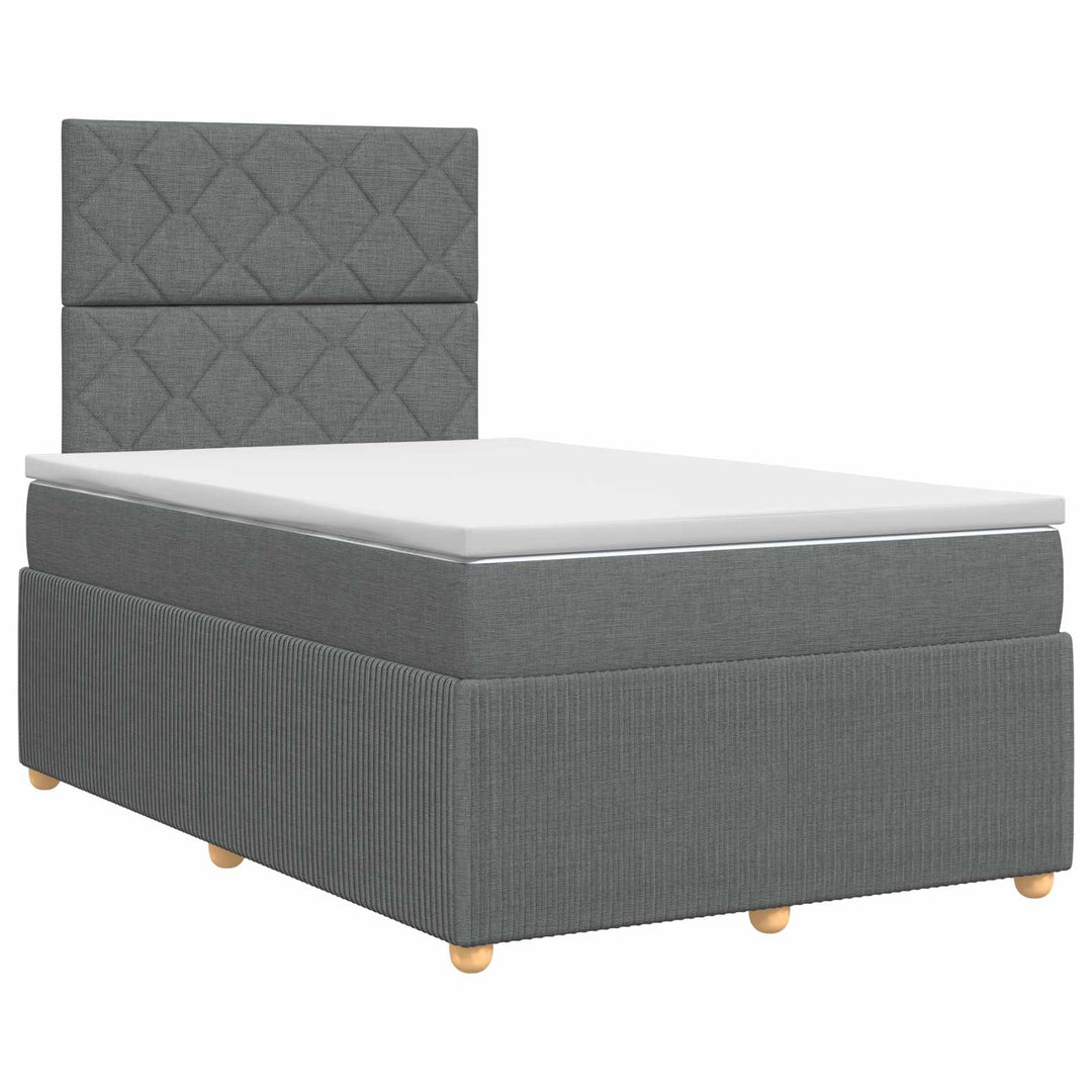 Boxmadras med topmadras Mørkegrå 120 x 190 cm Stof