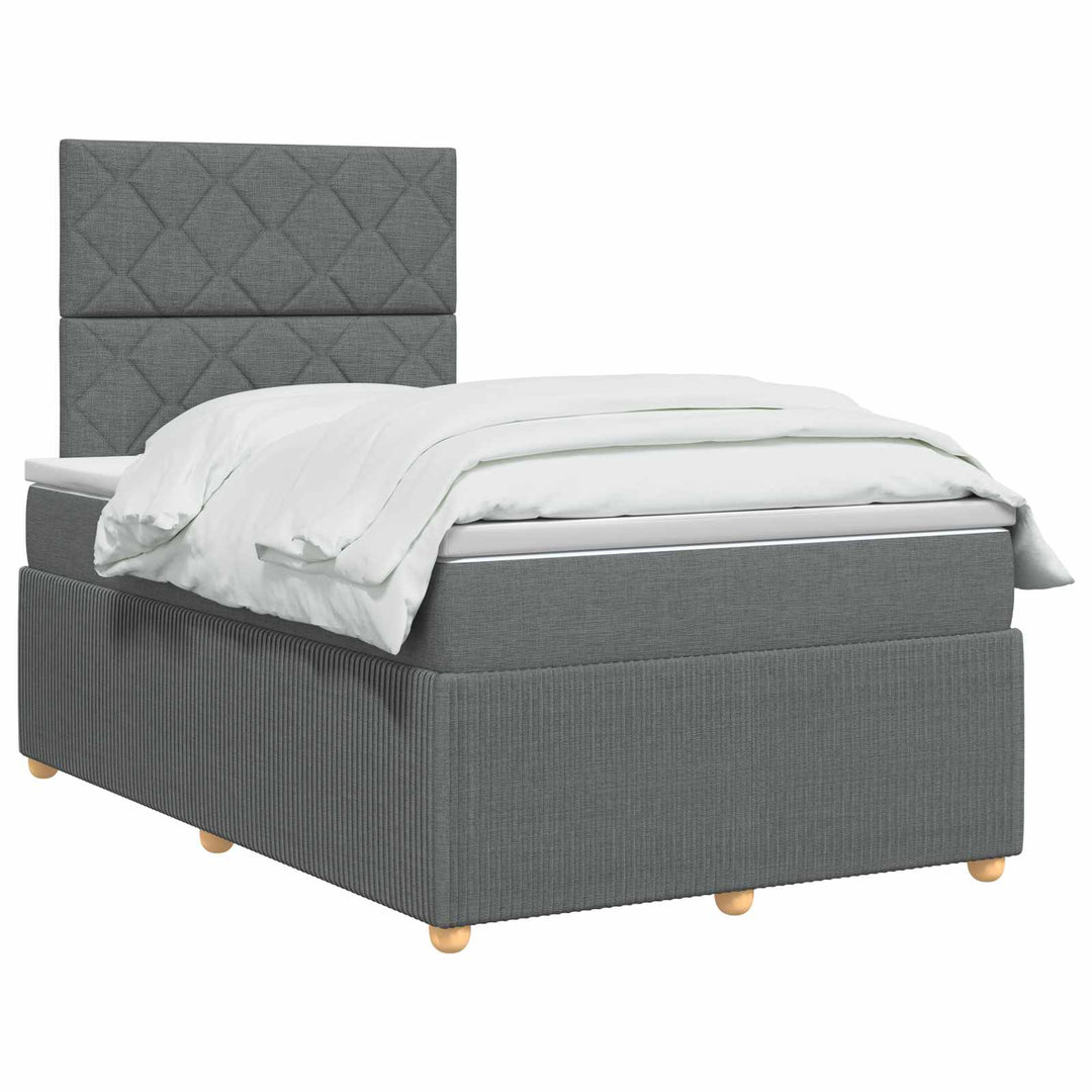 Boxmadras med topmadras Mørkegrå 120 x 190 cm Stof