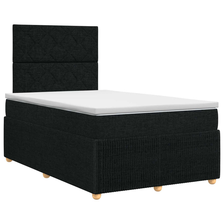 Boxmadras med topmadras med hovedgærde Sort 120 x 190 cm Stof
