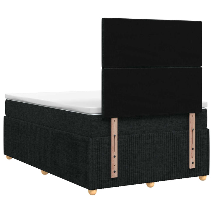 Boxmadras med topmadras med hovedgærde Sort 120 x 190 cm Stof