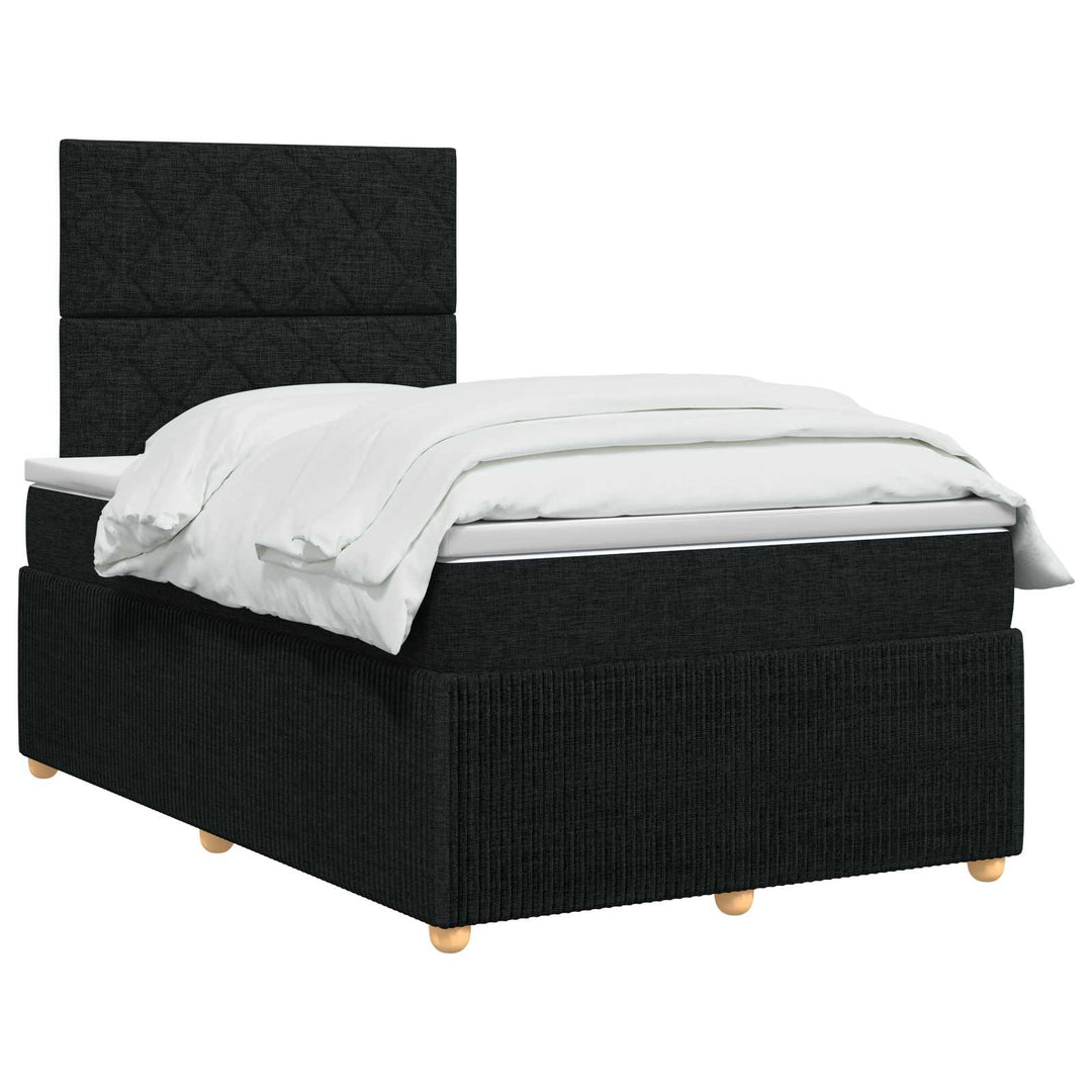 Boxmadras med topmadras med hovedgærde Sort 120 x 190 cm Stof