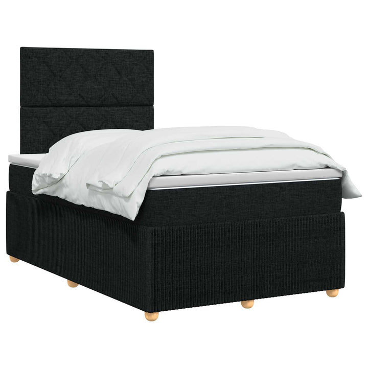 Boxmadras med topmadras med hovedgærde Sort 120 x 190 cm Stof