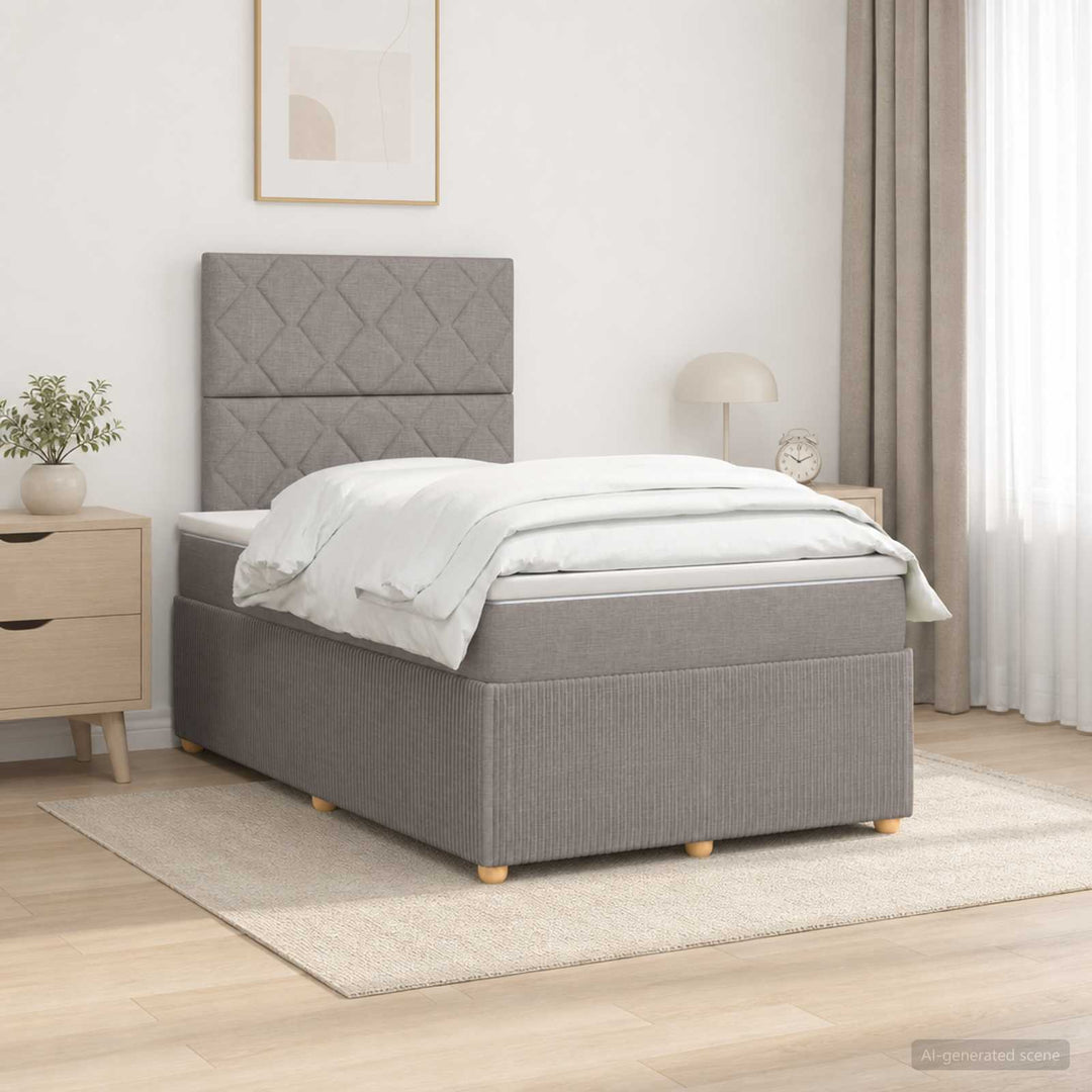 Boxmadras med topmadras Gråbrun 120 x 190 cm Stof