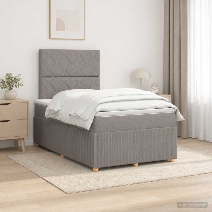 Boxmadras med topmadras Gråbrun 120 x 190 cm Stof