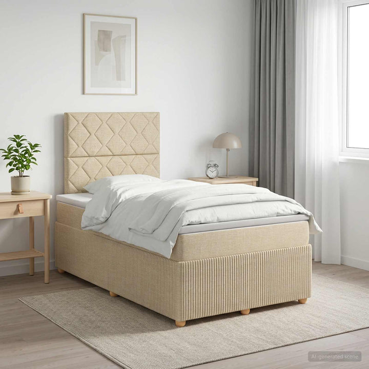 Boxmadras med topmadras Cremefarvet 120 x 190 cm Stof