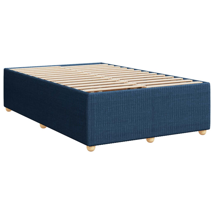 Boxmadras med topmadras med hovedgærde Blå 120 x 190 cm Stof