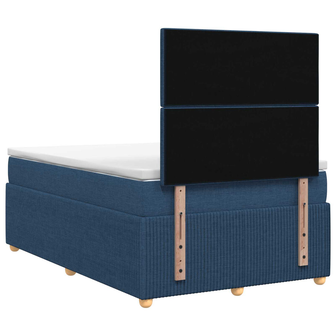 Boxmadras med topmadras med hovedgærde Blå 120 x 190 cm Stof