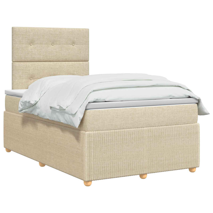 Boxmadras med topmadras Cremefarvet 120 x 200 cm Stof