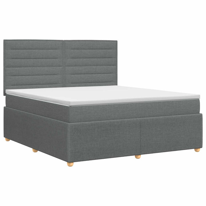 Boxmadras med topmadras Mørkegrå 140 x 190 cm Stof