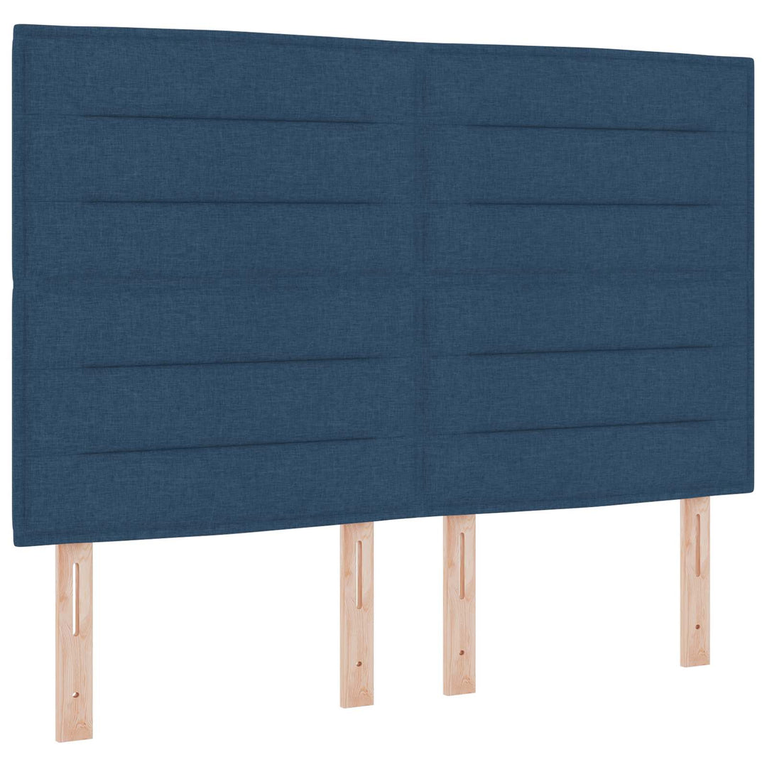 Boxmadras med topmadras med hovedgærde Blå 140 x 190 cm Stof