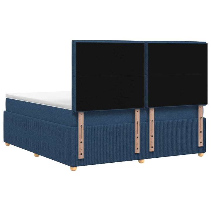 Boxmadras med topmadras med hovedgærde Blå 140 x 190 cm Stof