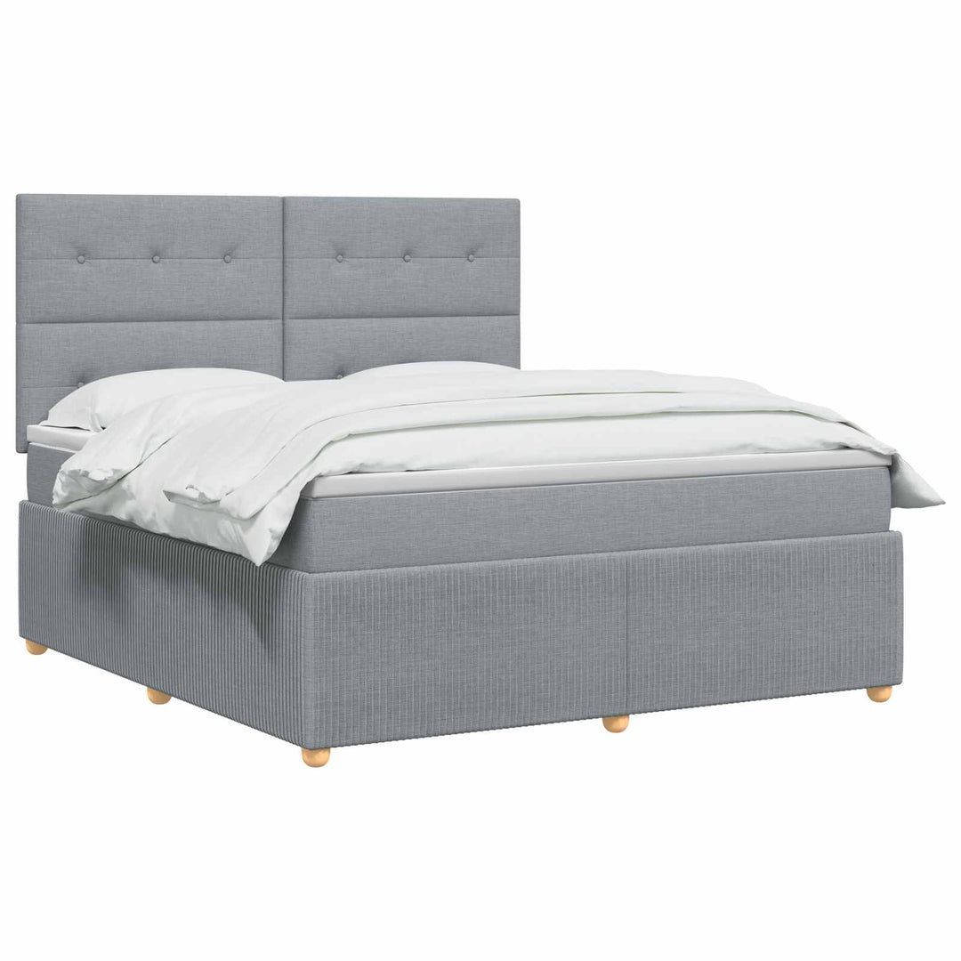 Boxmadras med topmadras Lysegrå 140 x 190 cm Stof