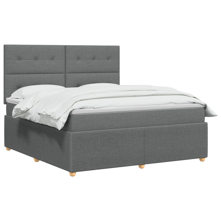 Boxmadras med topmadras Mørkegrå 140 x 190 cm Stof