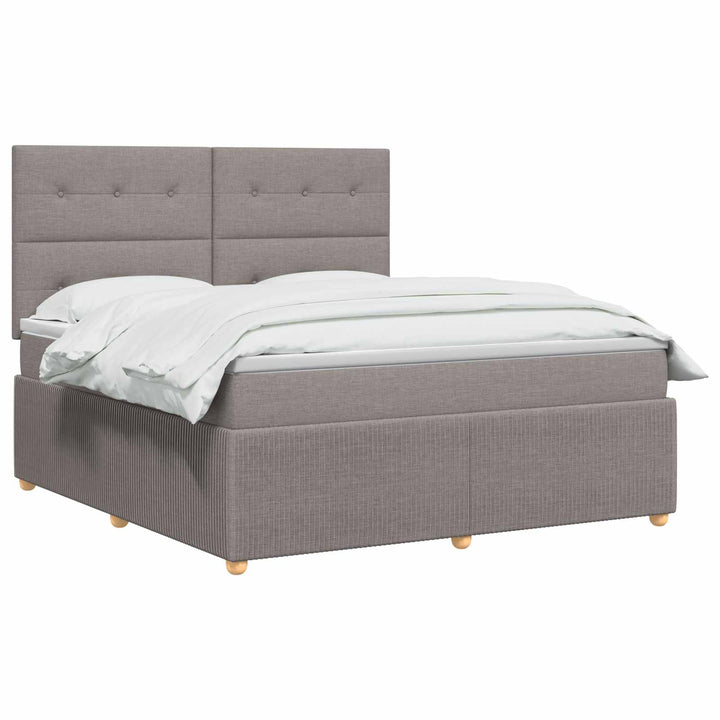Boxmadras med topmadras Gråbrun 140 x 190 cm Stof