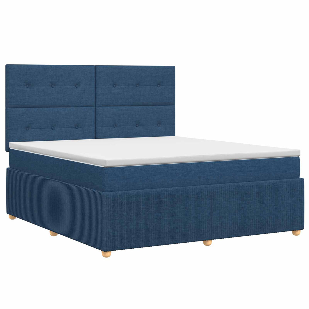 Boxmadras med topmadras med hovedgærde Blå 140 x 190 cm Stof