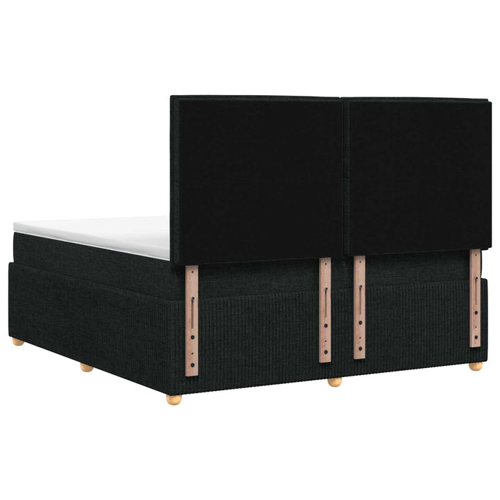 Boxmadras med topmadras med hovedgærde Sort 140 x 200 cm Stof