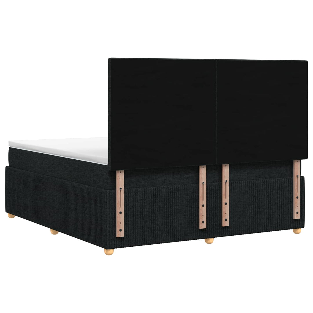 Boxmadras med topmadras med hovedgærde Sort 140 x 200 cm Stof
