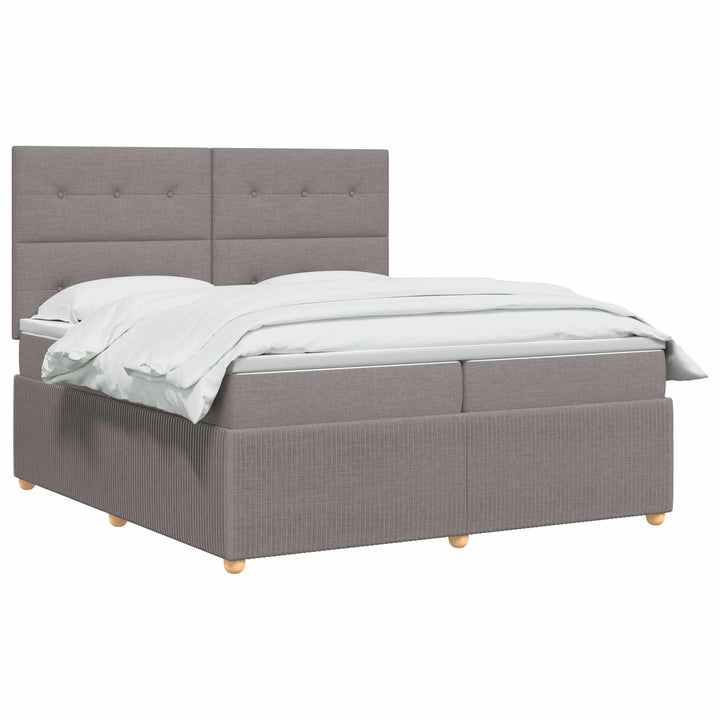 Boxmadras med topmadras Gråbrun 140 x 200 cm Stof