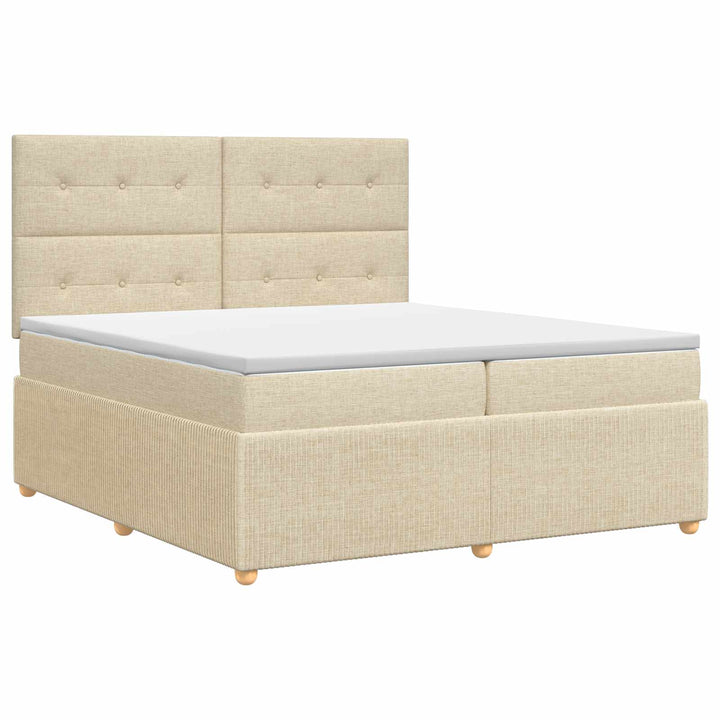 Boxmadras med topmadras Cremefarvet 140 x 200 cm Stof