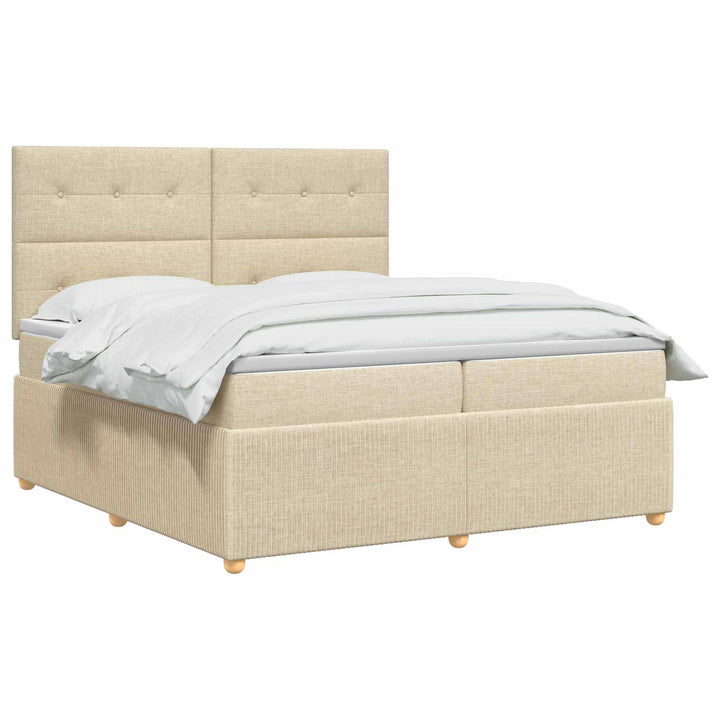 Boxmadras med topmadras Cremefarvet 140 x 200 cm Stof