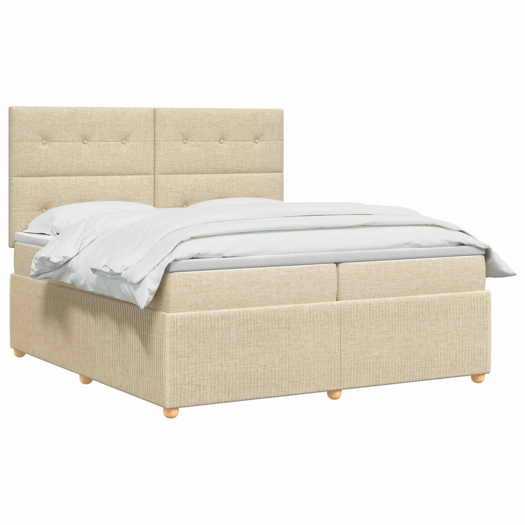 Boxmadras med topmadras Cremefarvet 160 x 200 cm Stof