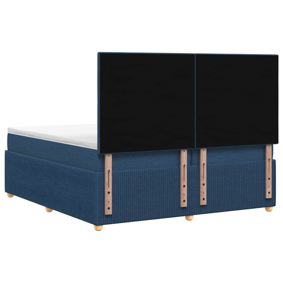 Boxmadras med topmadras med hovedgærde Blå 160 x 200 cm Stof