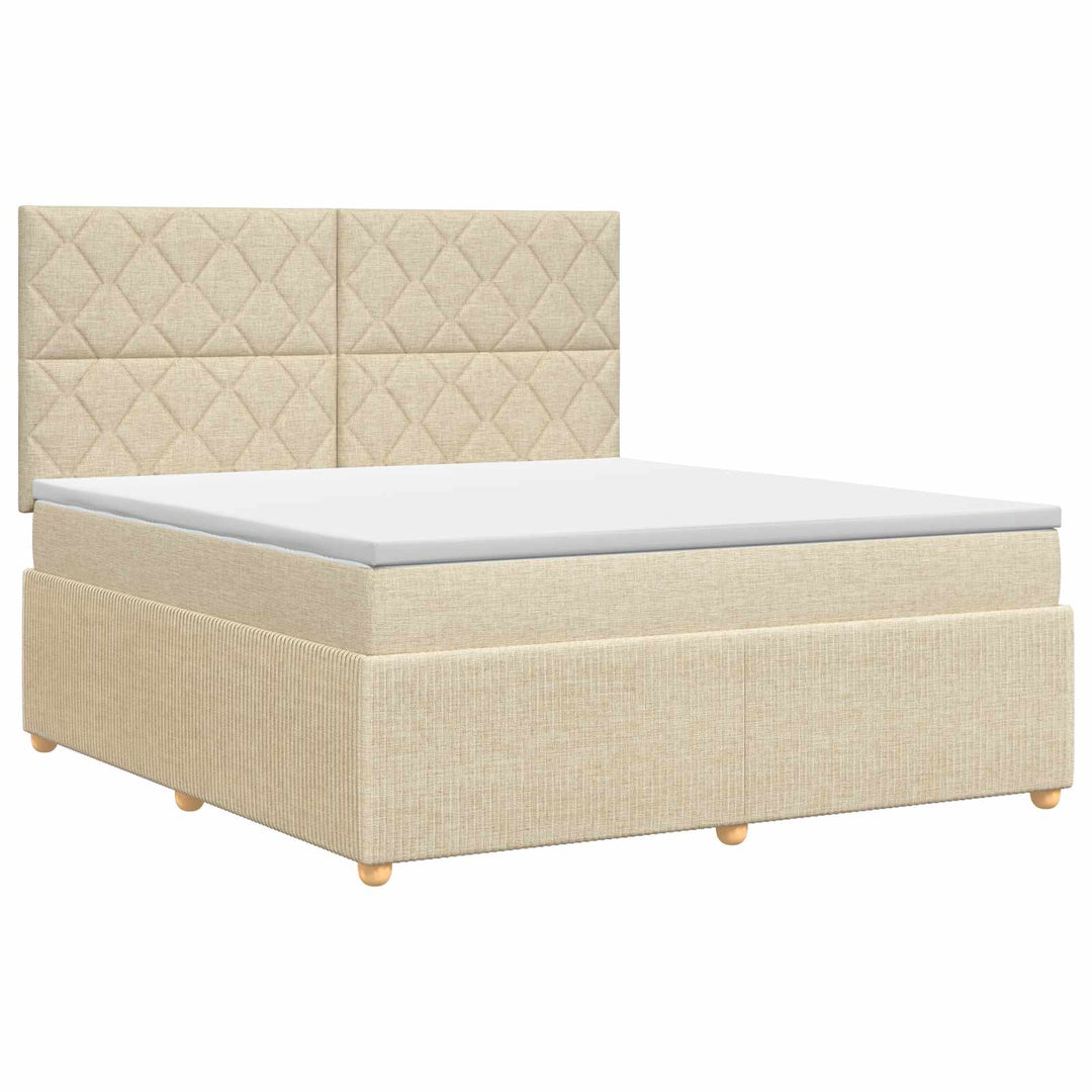 Boxmadras med topmadras Cremefarvet 160 x 200 cm Stof