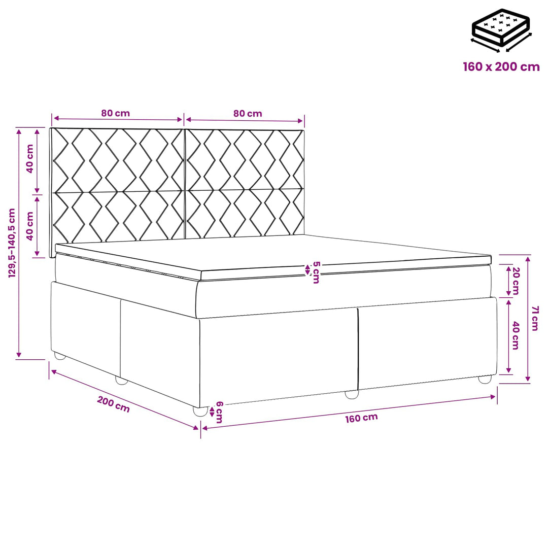 Boxmadras med topmadras Cremefarvet 160 x 200 cm Stof