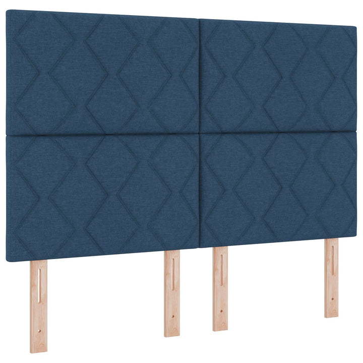 Boxmadras med topmadras med hovedgærde Blå 160 x 200 cm Stof
