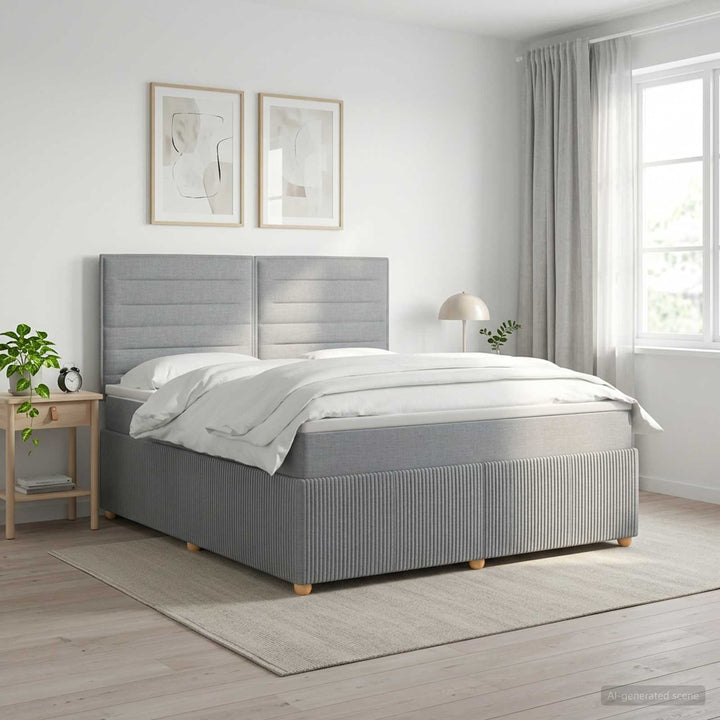 Boxmadras med topmadras Lysegrå 140 x 190 cm Stof